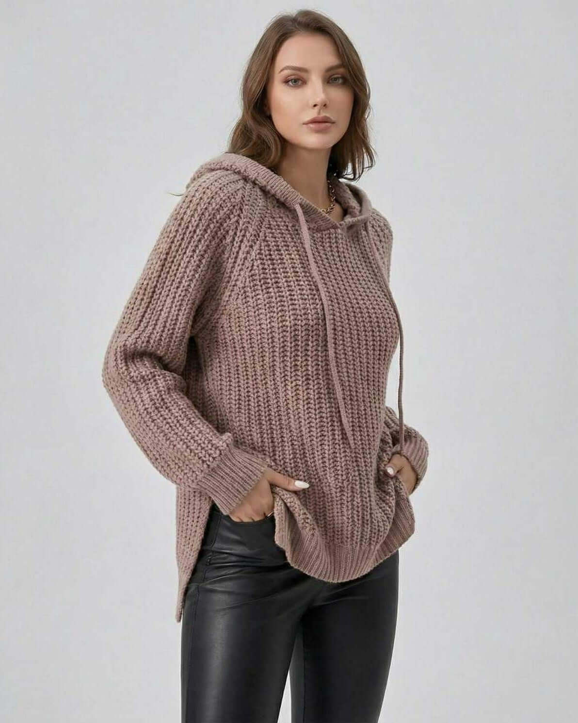 Loba Sweater by RAMBLION, cozy oversized brown knit, perfect for fall and winter fashion.