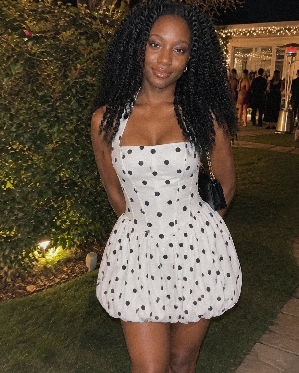 Loranthe Mini Dresses — White Polka Dot | SKU: RB-a722e3-whitep4c-XS,RB-a722e3-whitep4c-S,RB-a722e3-whitep4c-M,RB-a722e3-whitep4c-L
