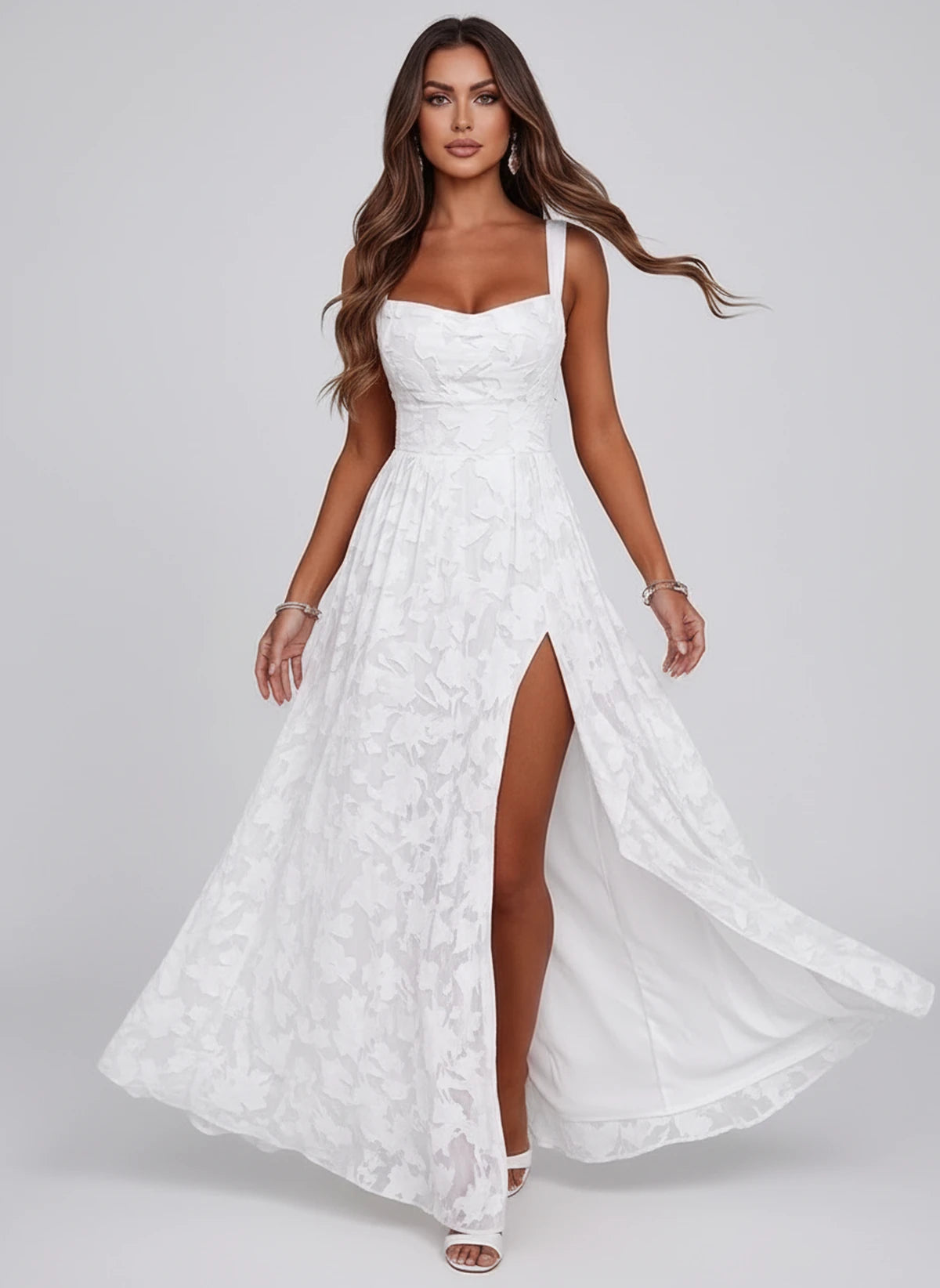 Louvain Maxi Dresses — White | SKU: RB-76b941-white-2,RB-76b941-white-4,RB-76b941-white-6,RB-76b941-white-8,RB-76b941-white-10,RB-76b941-white-12,RB-76b941-white-14,RB-76b941-white-16,RB-76b941-white-16W,RB-76b941-white-18W,RB-76b941-white-20W,RB-76b941-white-22W