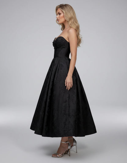Lucienne Midi Dresses — Black | SKU: RB-edcd9f-black-2,RB-edcd9f-black-4,RB-edcd9f-black-6,RB-edcd9f-black-8,RB-edcd9f-black-10,RB-edcd9f-black-12,RB-edcd9f-black-14,RB-edcd9f-black-16,RB-edcd9f-black-16W,RB-edcd9f-black-18W,RB-edcd9f-black-20W,RB-edcd9f-black-22W