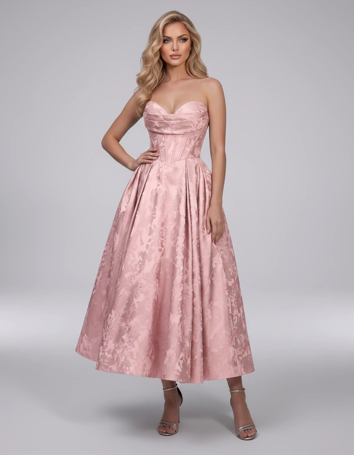 Lucienne Midi Dresses — Pink | SKU: RB-edcd9f-pink-2,RB-edcd9f-pink-4,RB-edcd9f-pink-6,RB-edcd9f-pink-8,RB-edcd9f-pink-10,RB-edcd9f-pink-12,RB-edcd9f-pink-14,RB-edcd9f-pink-16,RB-edcd9f-pink-16W,RB-edcd9f-pink-18W,RB-edcd9f-pink-20W,RB-edcd9f-pink-22W