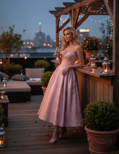 Lucienne Midi Dresses — Pink | SKU: RB-edcd9f-pink-2,RB-edcd9f-pink-4,RB-edcd9f-pink-6,RB-edcd9f-pink-8,RB-edcd9f-pink-10,RB-edcd9f-pink-12,RB-edcd9f-pink-14,RB-edcd9f-pink-16,RB-edcd9f-pink-16W,RB-edcd9f-pink-18W,RB-edcd9f-pink-20W,RB-edcd9f-pink-22W