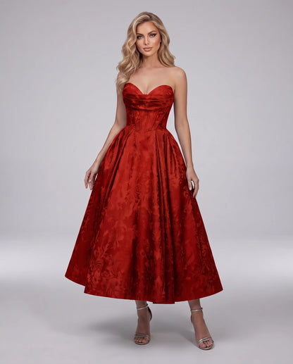 Lucienne Midi Dresses — Red