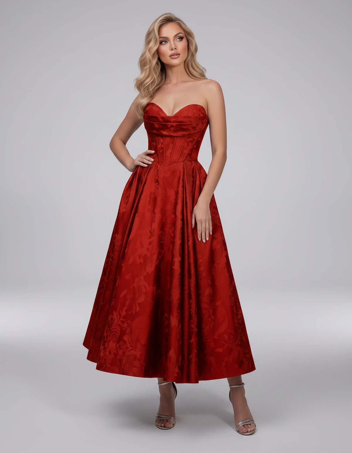 Lucienne Midi Dresses — Red | SKU: RB-edcd9f-red-2,RB-edcd9f-red-4,RB-edcd9f-red-6,RB-edcd9f-red-8,RB-edcd9f-red-10,RB-edcd9f-red-12,RB-edcd9f-red-14,RB-edcd9f-red-16,RB-edcd9f-red-16W,RB-edcd9f-red-18W,RB-edcd9f-red-20W,RB-edcd9f-red-22W