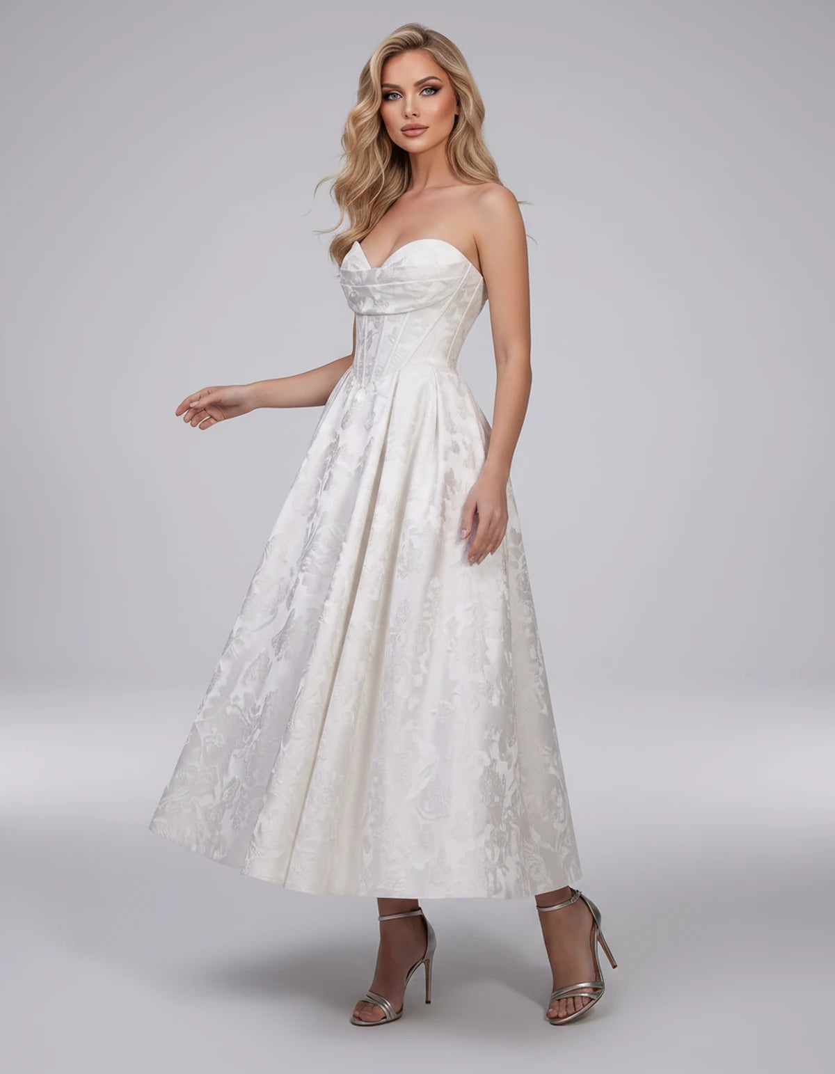 Lucienne Midi Dresses — White | SKU: RB-edcd9f-white-2,RB-edcd9f-white-4,RB-edcd9f-white-6,RB-edcd9f-white-8,RB-edcd9f-white-10,RB-edcd9f-white-12,RB-edcd9f-white-14,RB-edcd9f-white-16,RB-edcd9f-white-16W,RB-edcd9f-white-18W,RB-edcd9f-white-20W,RB-edcd9f-white-22W