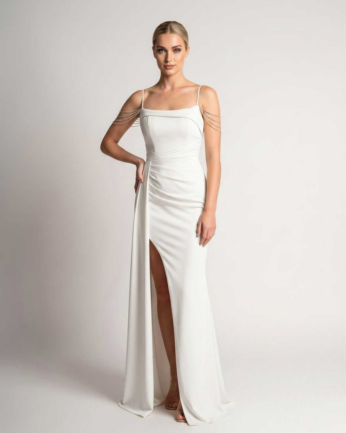 Ramblion Lume maxi dress — spaghetti-strap neckline · styled view 12 · styled for prom season