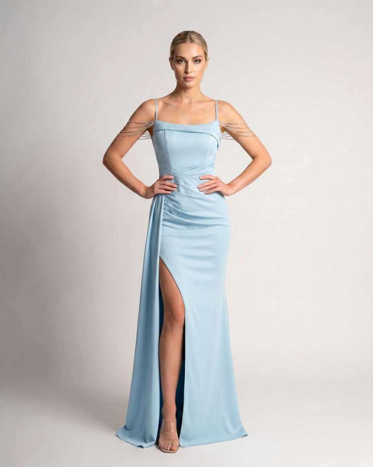 Ramblion Lume maxi dress — spaghetti-strap neckline · styled view 15 · styled for prom season