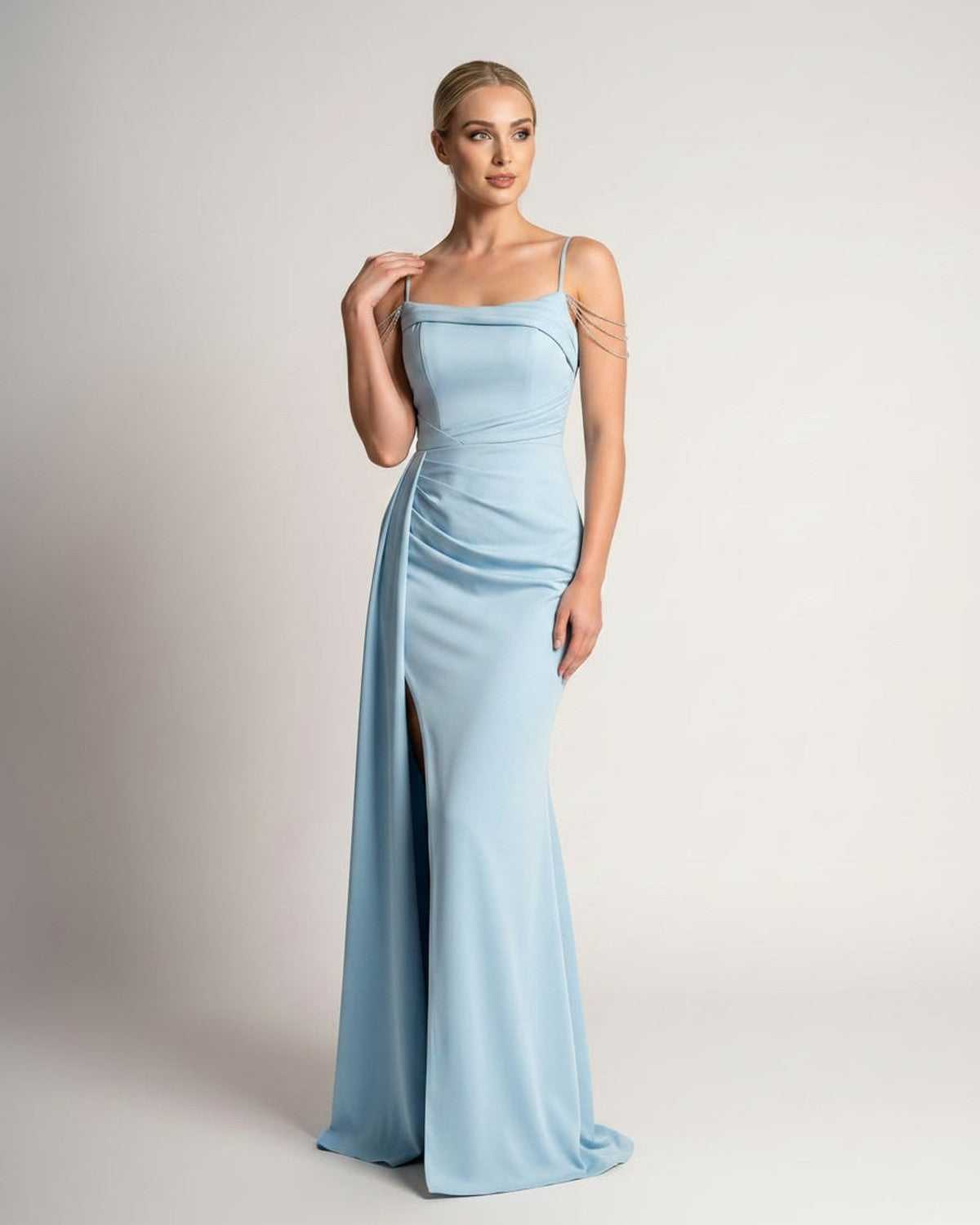 Ramblion Lume maxi dress — spaghetti-strap neckline · styled view 20 · styled for prom season