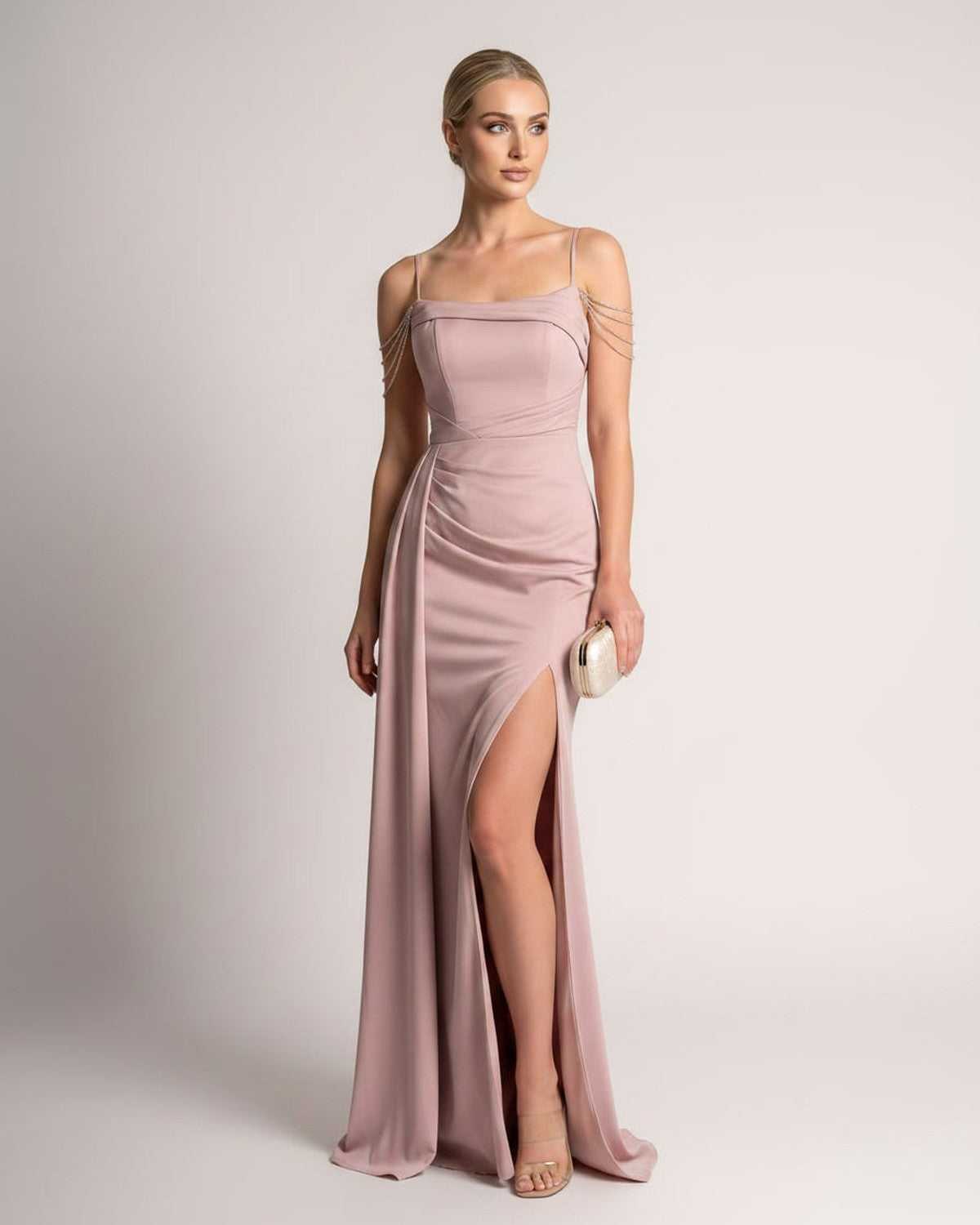 Ramblion Lume maxi dress — spaghetti-strap neckline · styled view 24 · styled for prom season