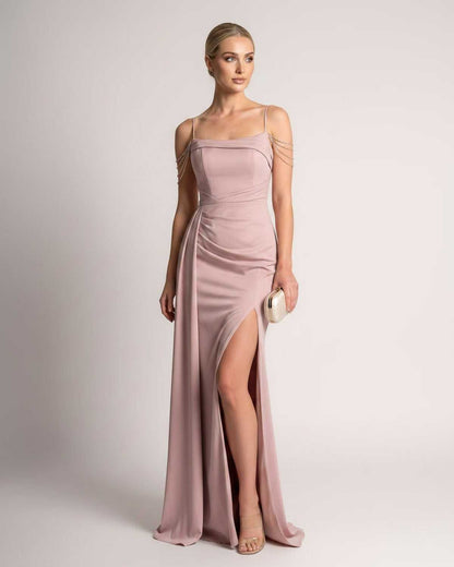 Ramblion Lume maxi dress — spaghetti-strap neckline · styled view 24 · styled for prom season