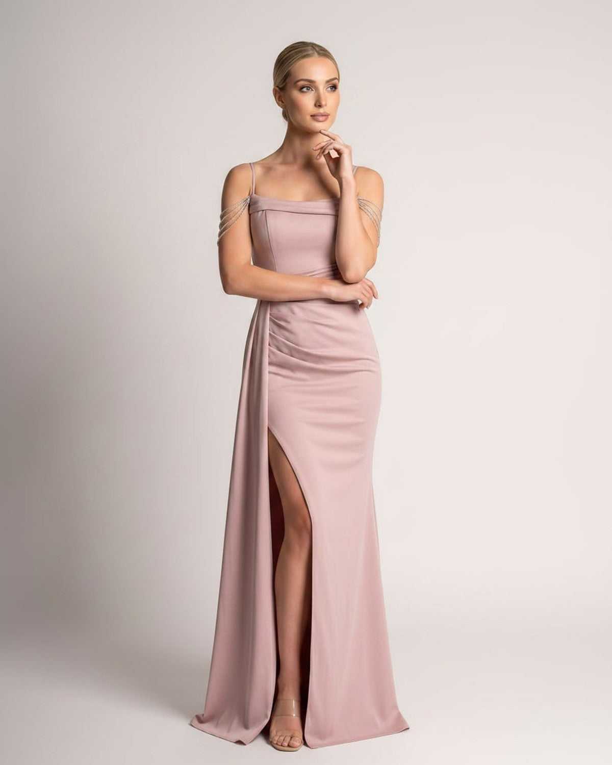 Ramblion Lume maxi dress — spaghetti-strap neckline · styled view 27 · styled for prom season