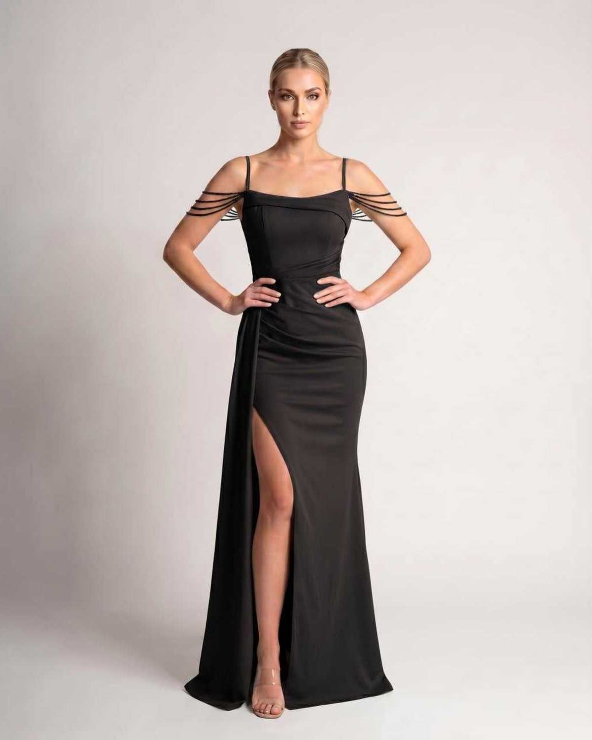 Ramblion Lume maxi dress — spaghetti-strap neckline · styled view 29 · styled for prom season