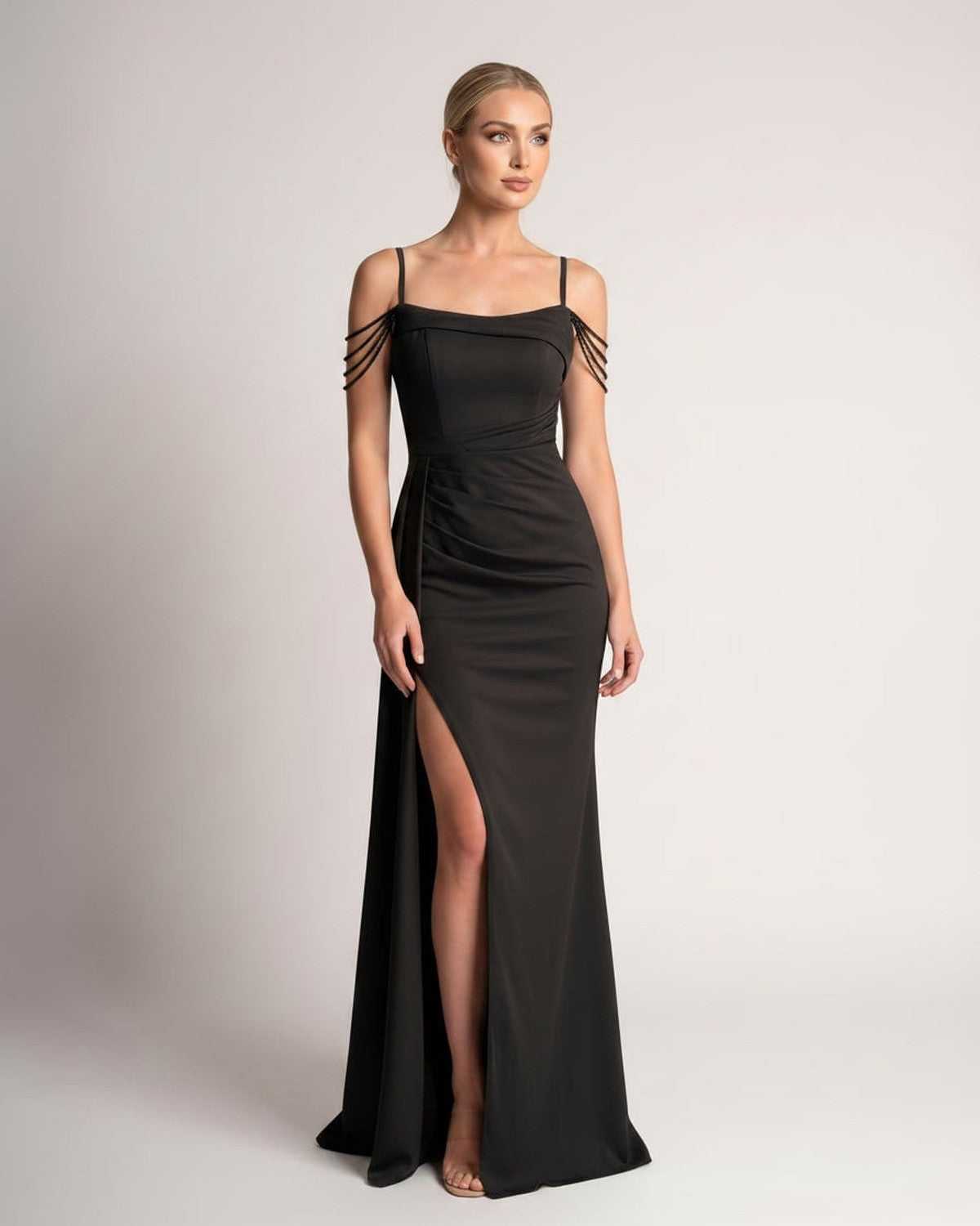 Ramblion Lume maxi dress — spaghetti-strap neckline · styled view 32 · styled for prom season
