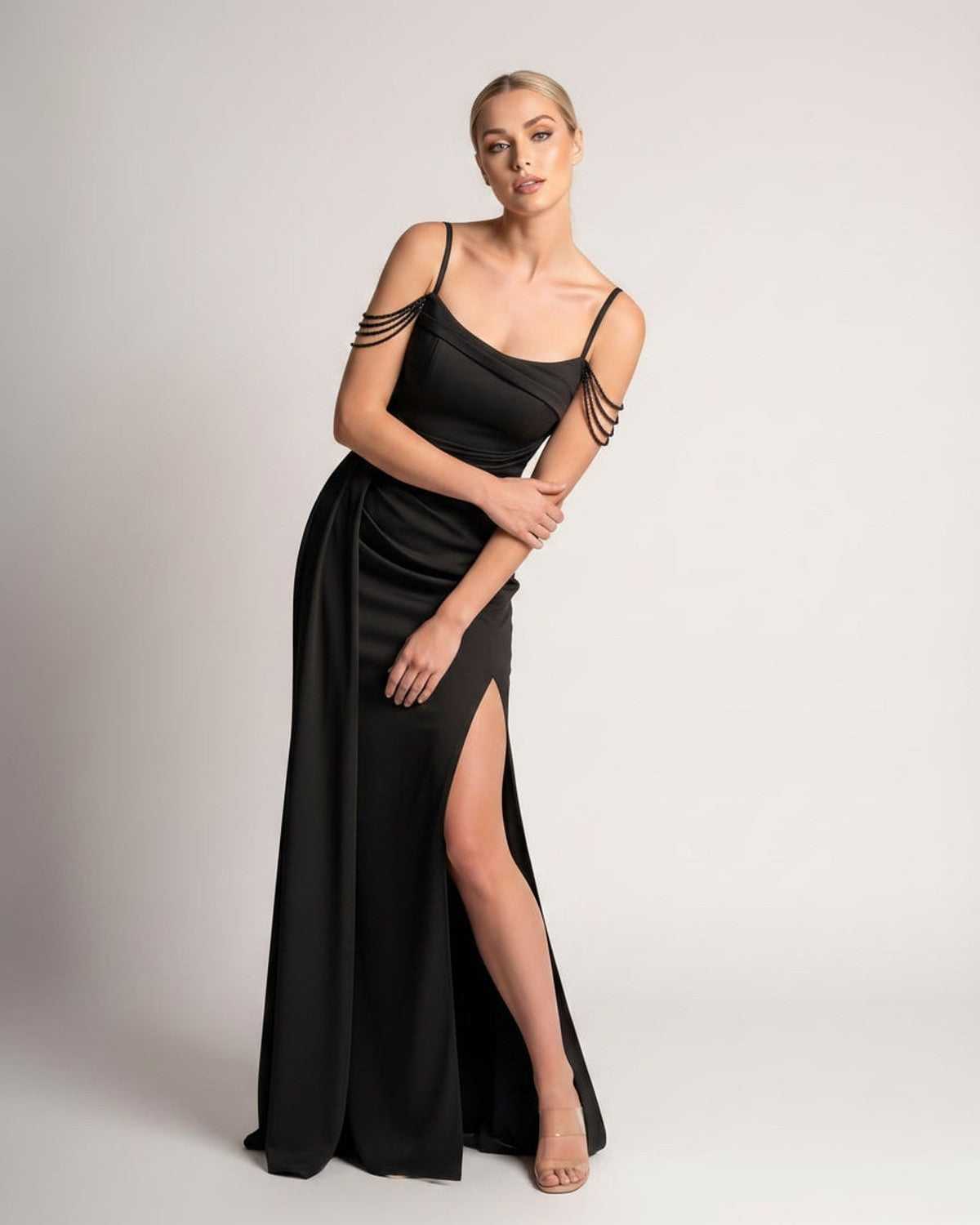 Ramblion Lume maxi dress — spaghetti-strap neckline · styled view 33 · styled for prom season