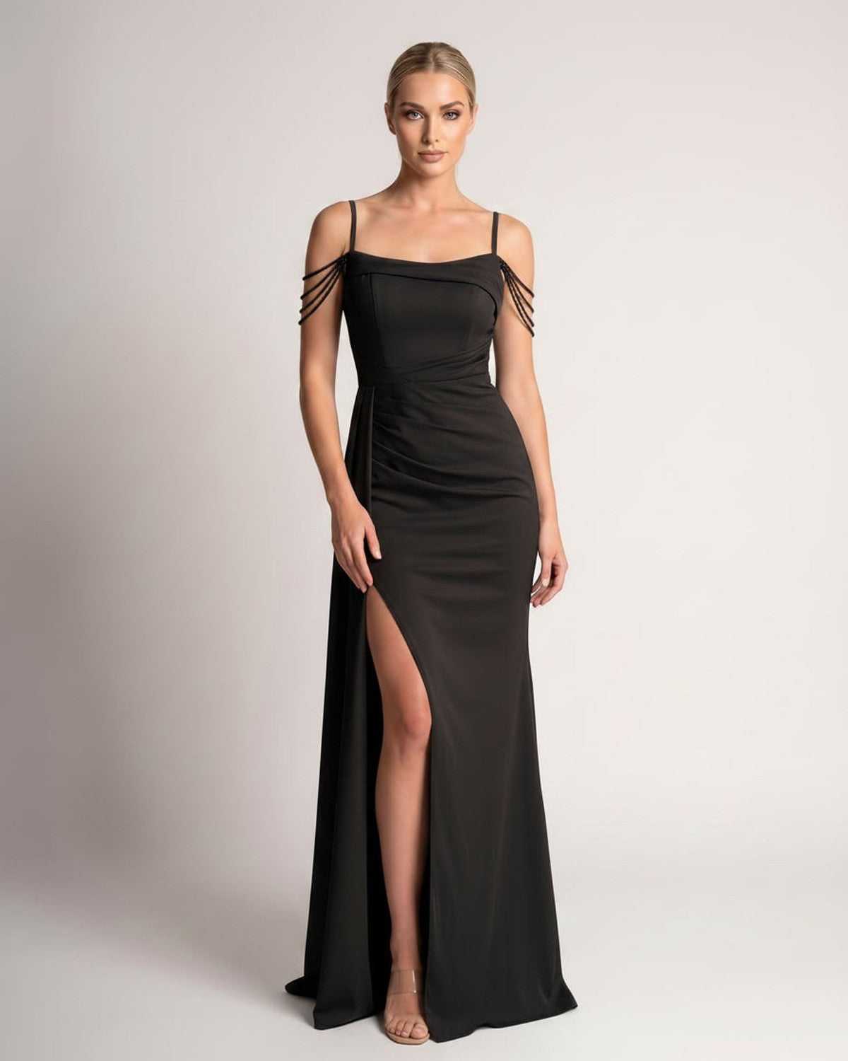 Ramblion Lume maxi dress — spaghetti-strap neckline · styled view 34 · styled for prom season