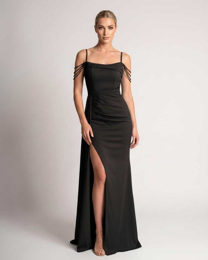 Ramblion Lume maxi dress — spaghetti-strap neckline · styled view 34 · styled for prom season