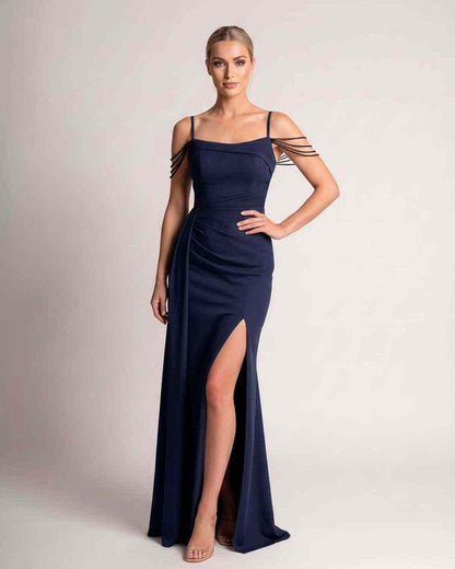 Ramblion Lume maxi dress — spaghetti-strap neckline · styled view 38 · styled for prom season