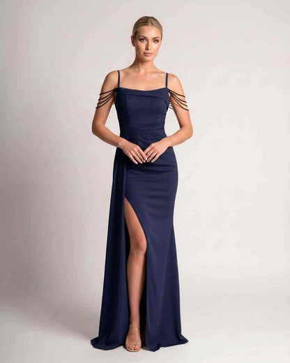 Ramblion Lume maxi dress — spaghetti-strap neckline · styled view 41 · styled for prom season