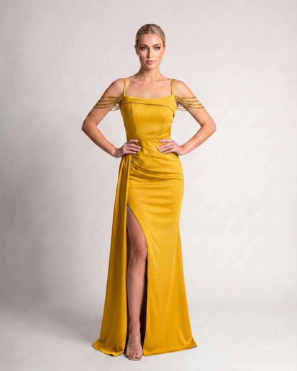 Ramblion Lume maxi dress — spaghetti-strap neckline · styled view 43 · styled for prom season
