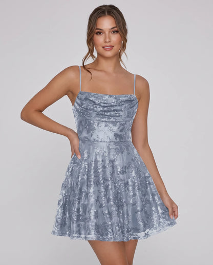 Lumielle Mini Dresses — Dusty Blue