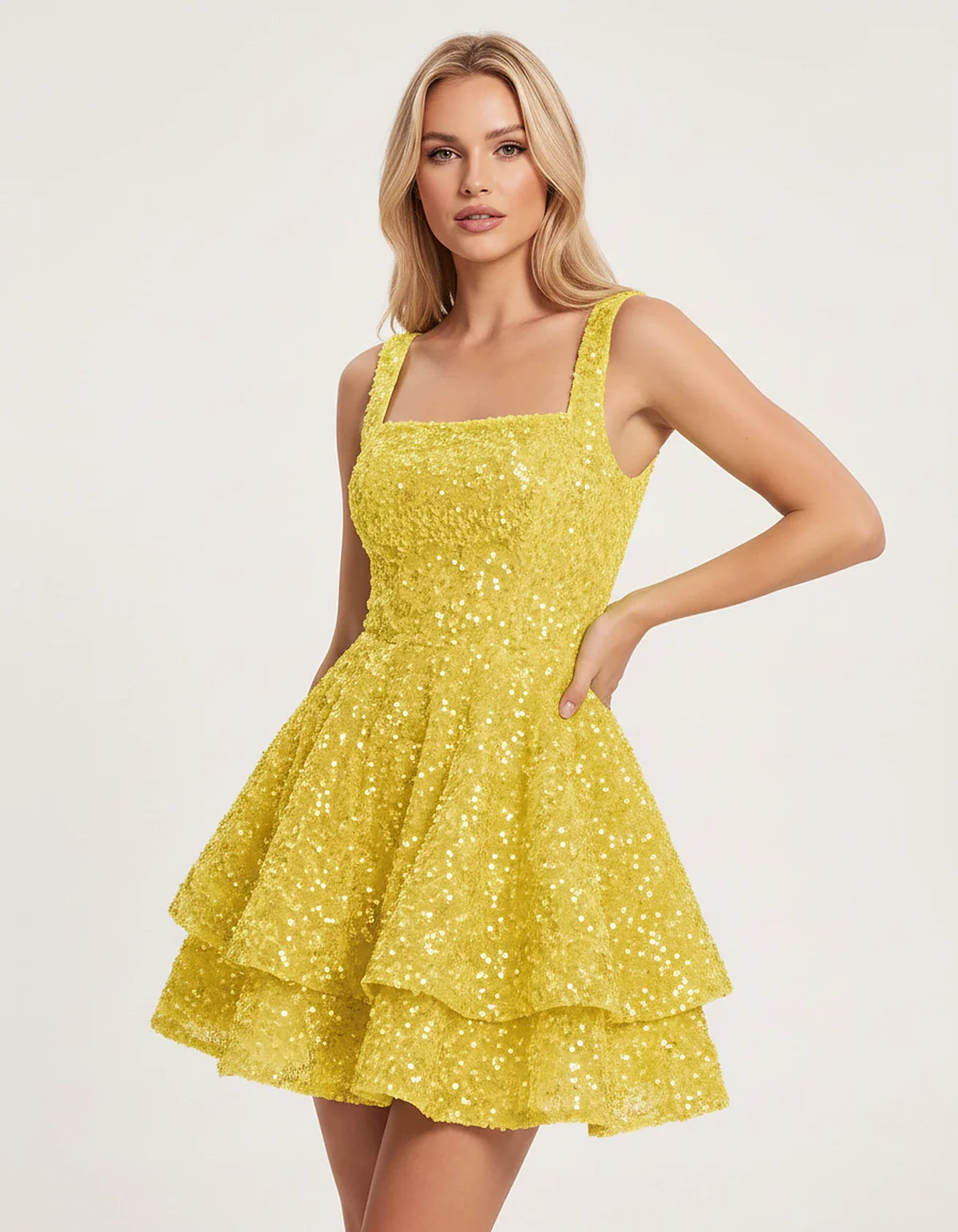 Sequin Sleeveless Square Neck Tiered A-Line Mini Dress for Party, Cocktail, Evening, Homecoming, Graduation, Wedding Guest & | SKU: LMD-583104927461825-MAUVE-L,LMD-583104927461825-MAUVE-M,LMD-583104927461825-MAUVE-S,LMD-583104927461825-MAUVE-XL,LMD-583104927461825-MAUVE-XS