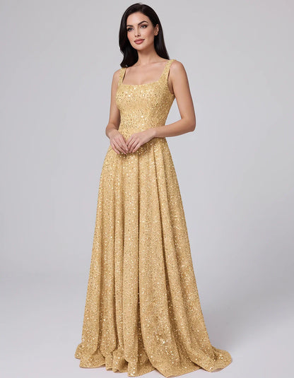 Sequin spaghetti strap square neck A-line floor length maxi dress for party, cocktail, evening, wedding guest, summer formal | SKU: SPD-482913756014582-LIGHTYELLOW-L,SPD-482913756014582-LIGHTYELLOW-M,SPD-482913756014582-LIGHTYELLOW-S,SPD-482913756014582-LIGHTYELLOW-XL,SPD-482913756014582-LIGHTYELLOW-XS