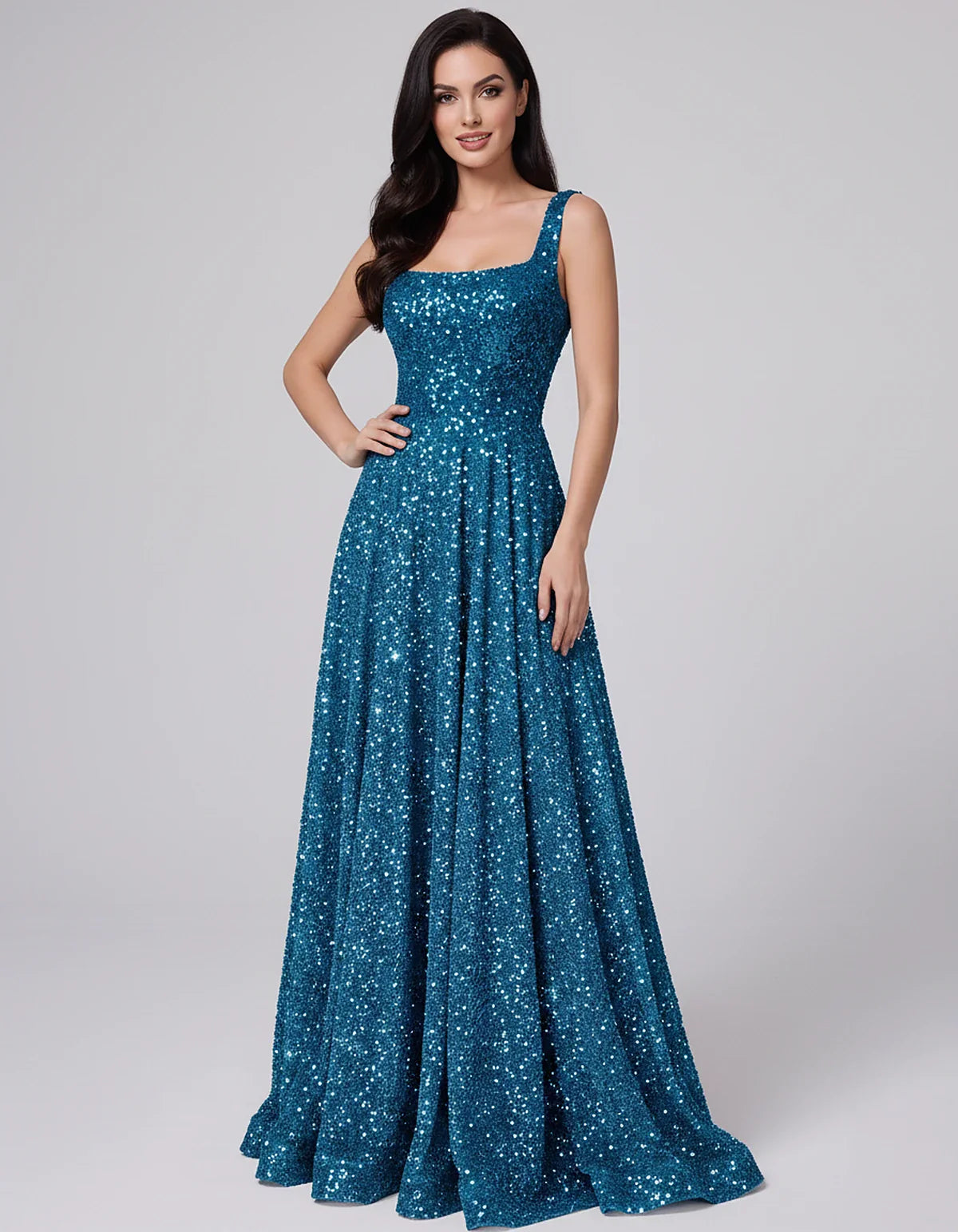 Sequin spaghetti strap square neck A-line floor length maxi dress for party, cocktail, evening, wedding guest, summer formal | SKU: SPD-482913756014582-AQUA-L,SPD-482913756014582-AQUA-M,SPD-482913756014582-AQUA-S,SPD-482913756014582-AQUA-XL,SPD-482913756014582-AQUA-XS