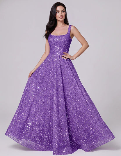 Sequin spaghetti strap square neck A-line floor length maxi dress for party, cocktail, evening, wedding guest, summer formal | SKU: SPD-482913756014582-PURPLE-L,SPD-482913756014582-PURPLE-M,SPD-482913756014582-PURPLE-S,SPD-482913756014582-PURPLE-XL,SPD-482913756014582-PURPLE-XS