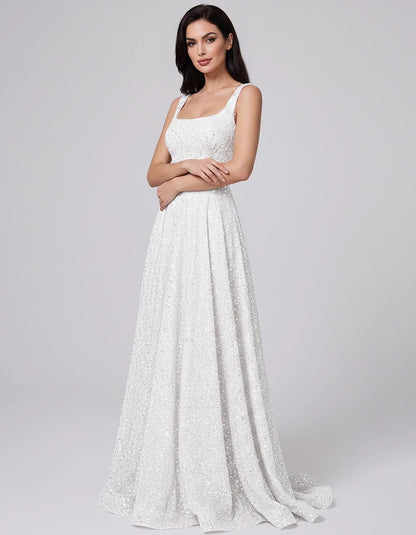 Sequin spaghetti strap square neck A-line floor length maxi dress for party, cocktail, evening, wedding guest, summer formal | SKU: SPD-482913756014582-SILVER-L,SPD-482913756014582-SILVER-M,SPD-482913756014582-SILVER-S,SPD-482913756014582-SILVER-XL,SPD-482913756014582-SILVER-XS
