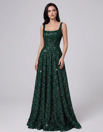 Sequin spaghetti strap square neck A-line floor length maxi dress for party, cocktail, evening, wedding guest, summer formal | SKU: SPD-482913756014582-YELLOW-L,SPD-482913756014582-YELLOW-M,SPD-482913756014582-YELLOW-S,SPD-482913756014582-YELLOW-XL,SPD-482913756014582-YELLOW-XS