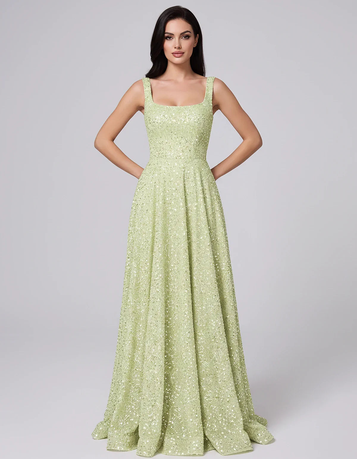 Sequin spaghetti strap square neck A-line floor length maxi dress for party, cocktail, evening, wedding guest, summer formal | SKU: SPD-482913756014582-LILAC-L,SPD-482913756014582-LILAC-M,SPD-482913756014582-LILAC-S,SPD-482913756014582-LILAC-XL,SPD-482913756014582-LILAC-XS