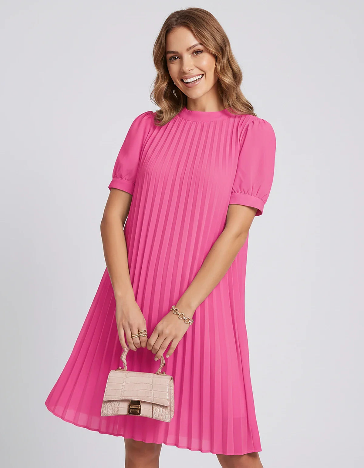 Pink,yellow,lilac,blue,white,black,purple,blush Skater Round Neck Long Sleeve Mini Dress | Gala Nights, Cocktail Hour & Casua | SKU: LM-584729163847251-PINK-L,LM-584729163847251-PINK-M,LM-584729163847251-PINK-S,LM-584729163847251-PINK-XL,LM-584729163847251-PINK-XS