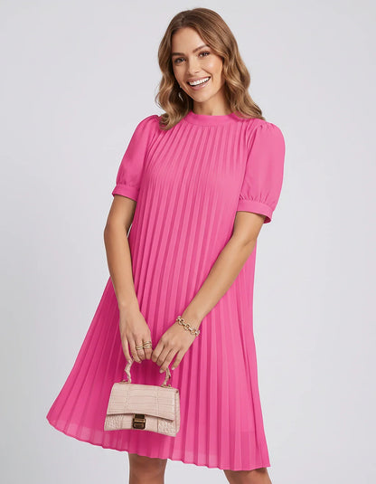 Pink,yellow,lilac,blue,white,black,purple,blush Skater Round Neck Long Sleeve Mini Dress | Gala Nights, Cocktail Hour & Casua | SKU: LM-584729163847251-PINK-L,LM-584729163847251-PINK-M,LM-584729163847251-PINK-S,LM-584729163847251-PINK-XL,LM-584729163847251-PINK-XS