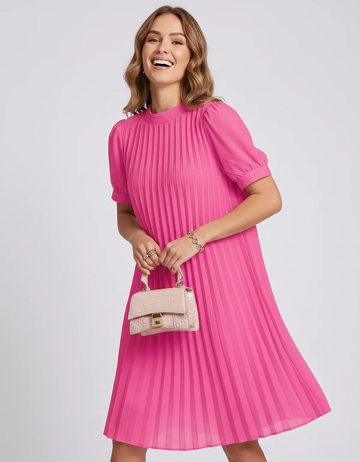 Pink,yellow,lilac,blue,white,black,purple,blush Skater Round Neck Long Sleeve Mini Dress | Gala Nights, Cocktail Hour & Casua | SKU: LM-584729163847251-PINK-L,LM-584729163847251-PINK-M,LM-584729163847251-PINK-S,LM-584729163847251-PINK-XL,LM-584729163847251-PINK-XS