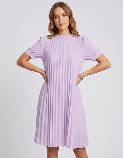 Pink,yellow,lilac,blue,white,black,purple,blush Skater Round Neck Long Sleeve Mini Dress | Gala Nights, Cocktail Hour & Casua | SKU: LM-584729163847251-LILAC-L,LM-584729163847251-LILAC-M,LM-584729163847251-LILAC-S,LM-584729163847251-LILAC-XL,LM-584729163847251-LILAC-XS