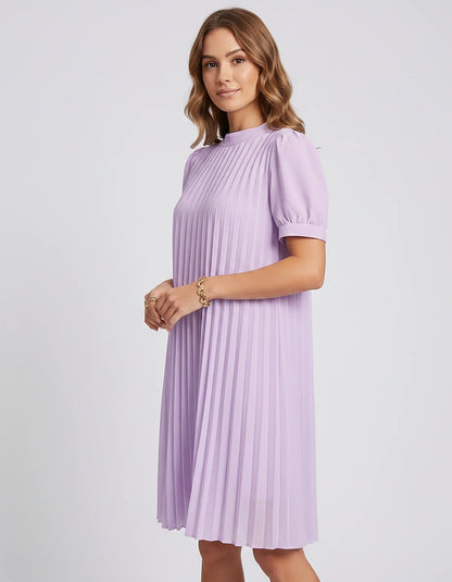 Pink,yellow,lilac,blue,white,black,purple,blush Skater Round Neck Long Sleeve Mini Dress | Gala Nights, Cocktail Hour & Casua | SKU: LM-584729163847251-LILAC-L,LM-584729163847251-LILAC-M,LM-584729163847251-LILAC-S,LM-584729163847251-LILAC-XL,LM-584729163847251-LILAC-XS