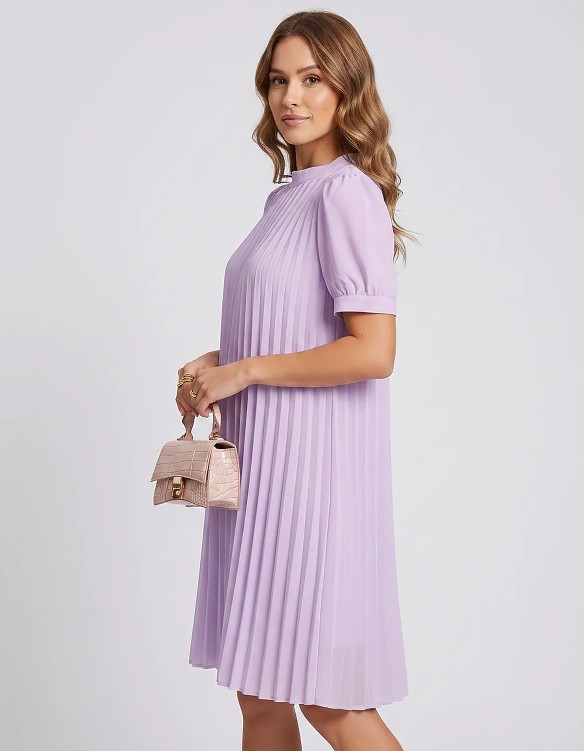 Pink,yellow,lilac,blue,white,black,purple,blush Skater Round Neck Long Sleeve Mini Dress | Gala Nights, Cocktail Hour & Casua | SKU: LM-584729163847251-LILAC-L,LM-584729163847251-LILAC-M,LM-584729163847251-LILAC-S,LM-584729163847251-LILAC-XL,LM-584729163847251-LILAC-XS