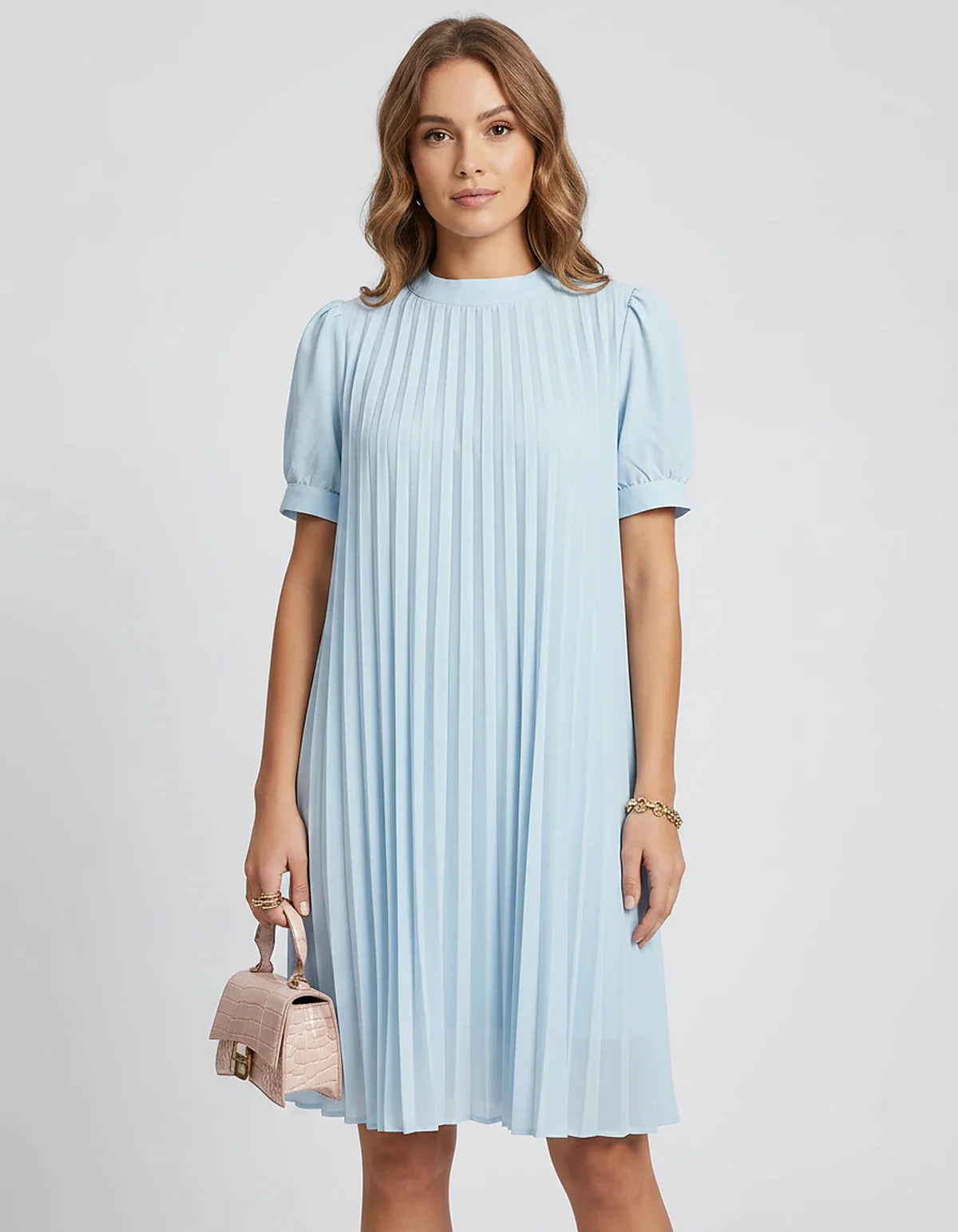Pink,yellow,lilac,blue,white,black,purple,blush Skater Round Neck Long Sleeve Mini Dress | Gala Nights, Cocktail Hour & Casua | SKU: LM-584729163847251-BLUE-L,LM-584729163847251-BLUE-M,LM-584729163847251-BLUE-S,LM-584729163847251-BLUE-XL,LM-584729163847251-BLUE-XS
