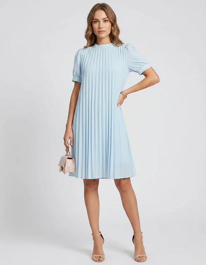 Pink,yellow,lilac,blue,white,black,purple,blush Skater Round Neck Long Sleeve Mini Dress | Gala Nights, Cocktail Hour & Casua | SKU: LM-584729163847251-BLUE-L,LM-584729163847251-BLUE-M,LM-584729163847251-BLUE-S,LM-584729163847251-BLUE-XL,LM-584729163847251-BLUE-XS