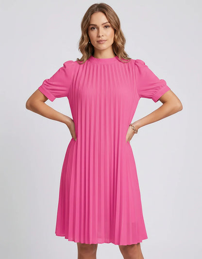 Pink,yellow,lilac,blue,white,black,purple,blush Skater Round Neck Long Sleeve Mini Dress | Gala Nights, Cocktail Hour & Casua | SKU: LM-584729163847251-PINK-L,LM-584729163847251-PINK-M,LM-584729163847251-PINK-S,LM-584729163847251-PINK-XL,LM-584729163847251-PINK-XS