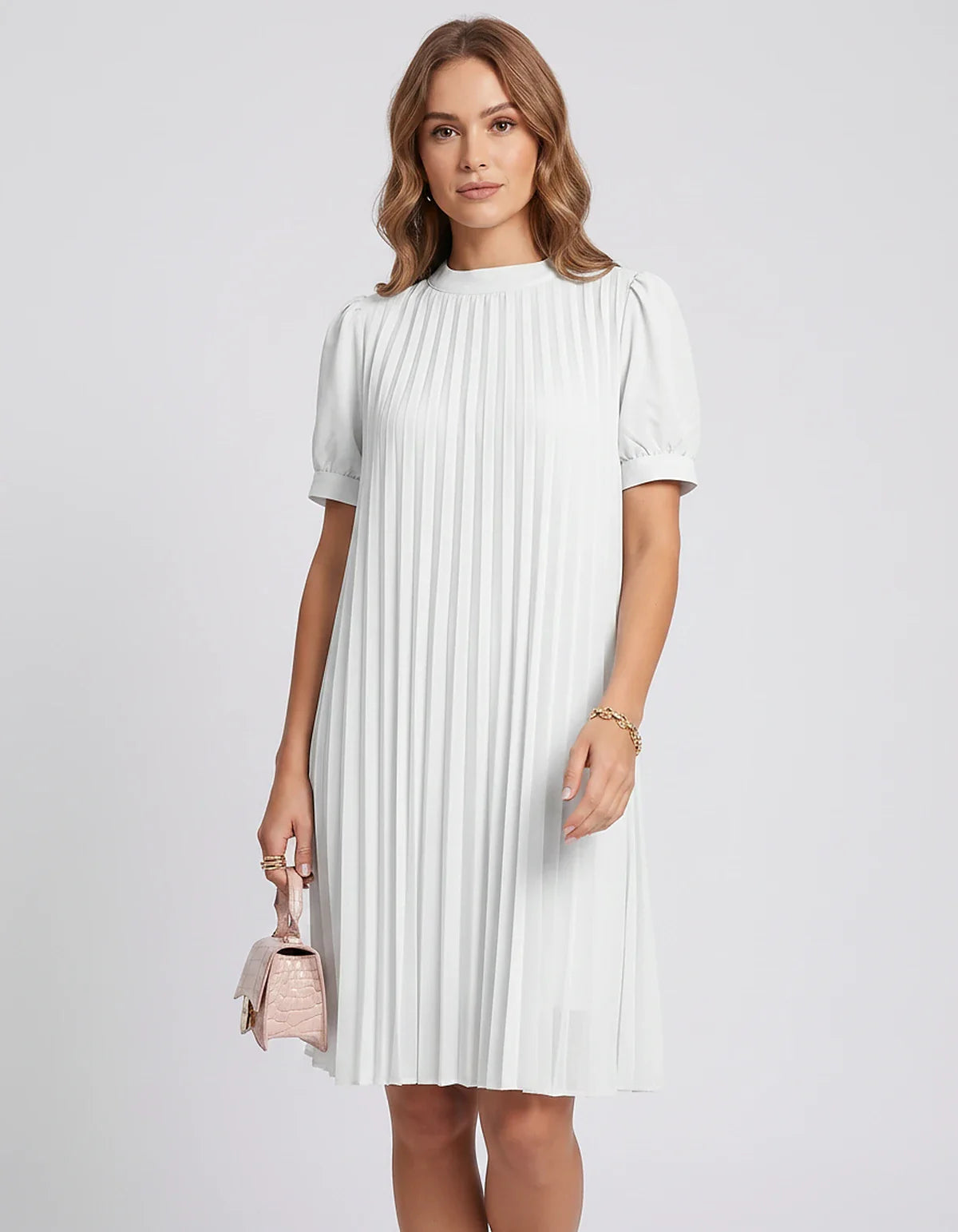 Pink,yellow,lilac,blue,white,black,purple,blush Skater Round Neck Long Sleeve Mini Dress | Gala Nights, Cocktail Hour & Casua | SKU: LM-584729163847251-WHITE-L,LM-584729163847251-WHITE-M,LM-584729163847251-WHITE-S,LM-584729163847251-WHITE-XL,LM-584729163847251-WHITE-XS