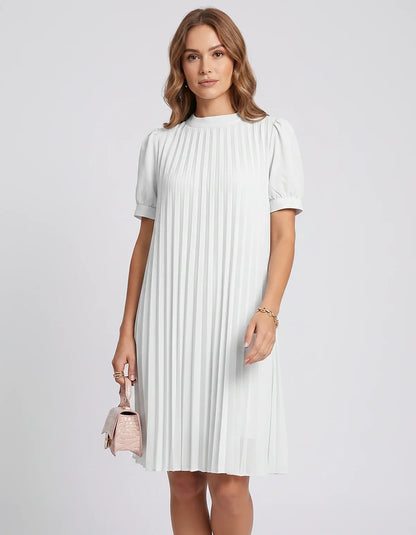 Pink,yellow,lilac,blue,white,black,purple,blush Skater Round Neck Long Sleeve Mini Dress | Gala Nights, Cocktail Hour & Casua | SKU: LM-584729163847251-WHITE-L,LM-584729163847251-WHITE-M,LM-584729163847251-WHITE-S,LM-584729163847251-WHITE-XL,LM-584729163847251-WHITE-XS