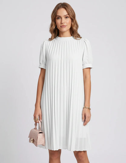 Pink,yellow,lilac,blue,white,black,purple,blush Skater Round Neck Long Sleeve Mini Dress | Gala Nights, Cocktail Hour & Casua | SKU: LM-584729163847251-WHITE-L,LM-584729163847251-WHITE-M,LM-584729163847251-WHITE-S,LM-584729163847251-WHITE-XL,LM-584729163847251-WHITE-XS
