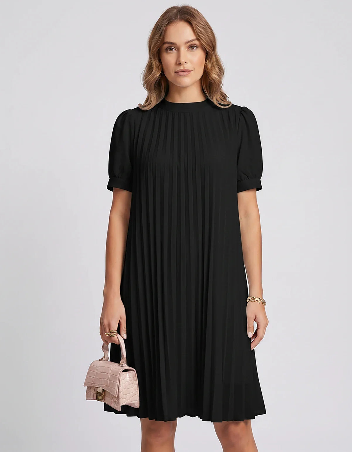 Pink,yellow,lilac,blue,white,black,purple,blush Skater Round Neck Long Sleeve Mini Dress | Gala Nights, Cocktail Hour & Casua