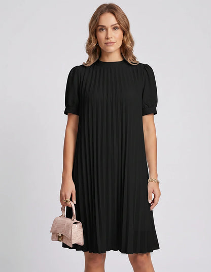 Pink,yellow,lilac,blue,white,black,purple,blush Skater Round Neck Long Sleeve Mini Dress | Gala Nights, Cocktail Hour & Casua