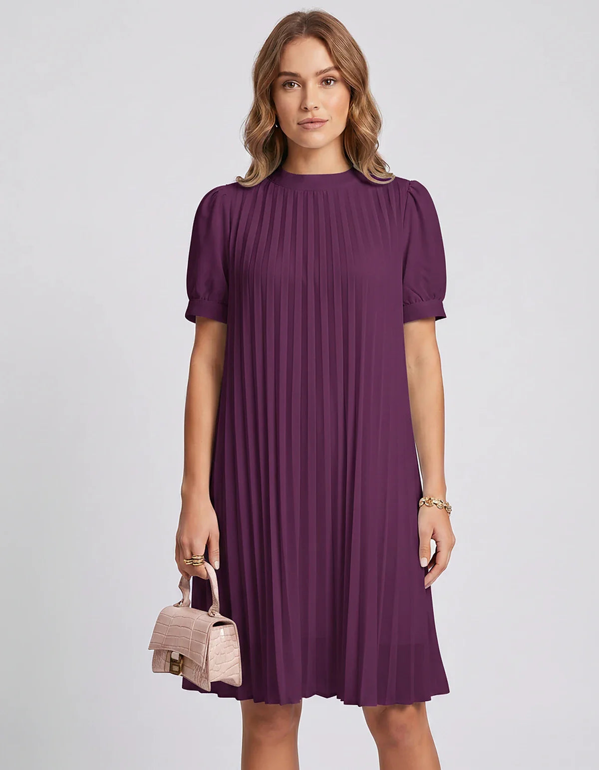 Pink,yellow,lilac,blue,white,black,purple,blush Skater Round Neck Long Sleeve Mini Dress | Gala Nights, Cocktail Hour & Casua