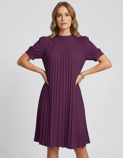 Pink,yellow,lilac,blue,white,black,purple,blush Skater Round Neck Long Sleeve Mini Dress | Gala Nights, Cocktail Hour & Casua | SKU: LM-584729163847251-PURPLE-L,LM-584729163847251-PURPLE-M,LM-584729163847251-PURPLE-S,LM-584729163847251-PURPLE-XL,LM-584729163847251-PURPLE-XS