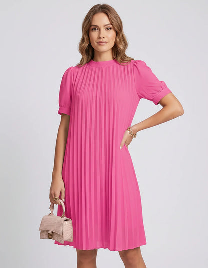 Pink,yellow,lilac,blue,white,black,purple,blush Skater Round Neck Long Sleeve Mini Dress | Gala Nights, Cocktail Hour & Casua | SKU: LM-584729163847251-PINK-L,LM-584729163847251-PINK-M,LM-584729163847251-PINK-S,LM-584729163847251-PINK-XL,LM-584729163847251-PINK-XS