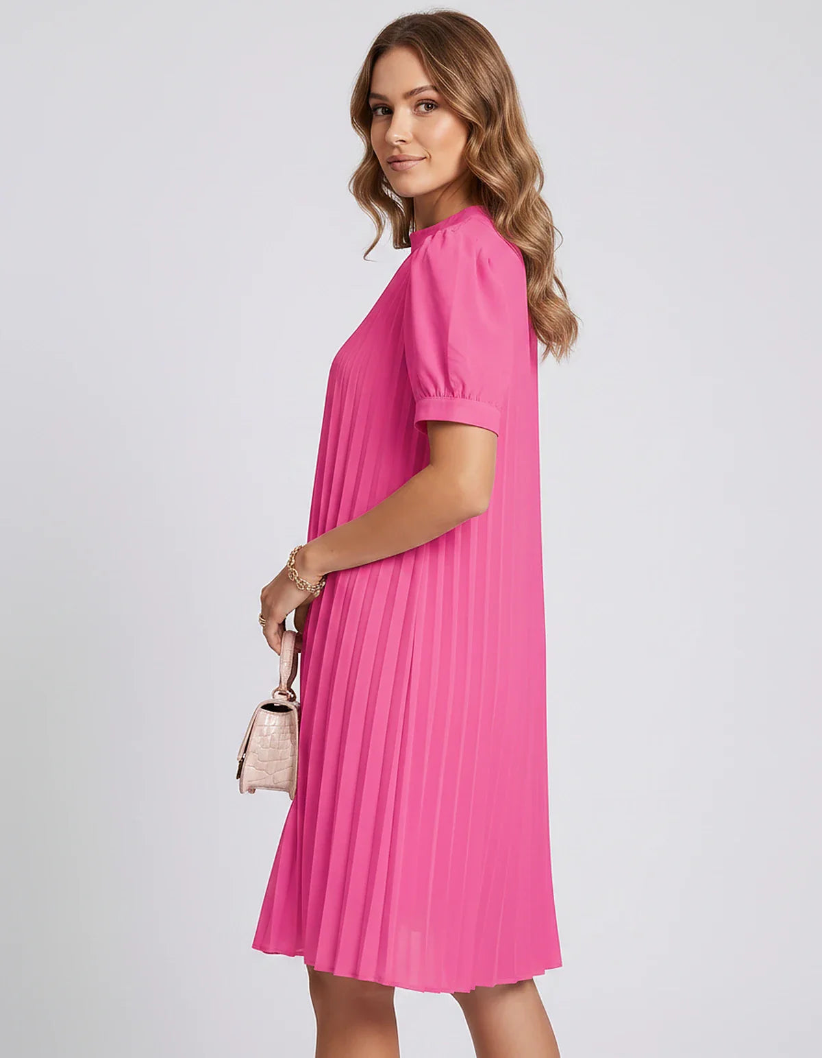 Pink,yellow,lilac,blue,white,black,purple,blush Skater Round Neck Long Sleeve Mini Dress | Gala Nights, Cocktail Hour & Casua | SKU: LM-584729163847251-PINK-L,LM-584729163847251-PINK-M,LM-584729163847251-PINK-S,LM-584729163847251-PINK-XL,LM-584729163847251-PINK-XS