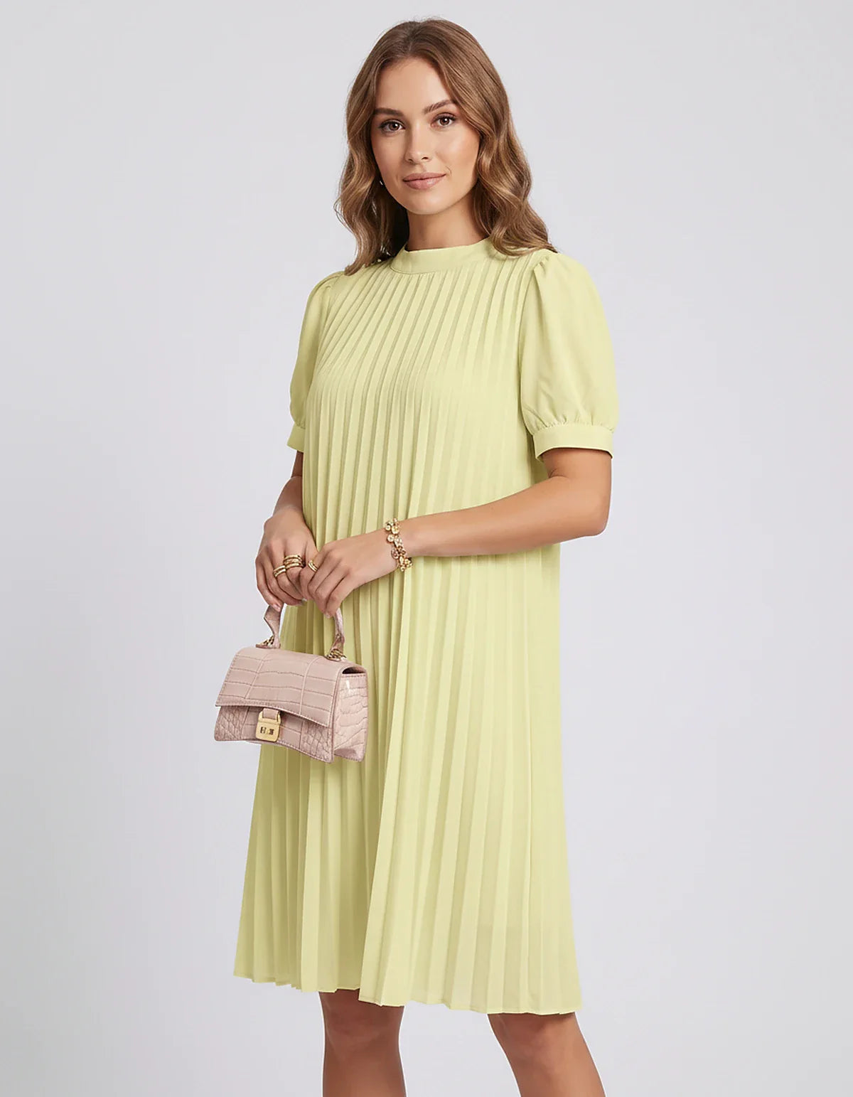 Pink,yellow,lilac,blue,white,black,purple,blush Skater Round Neck Long Sleeve Mini Dress | Gala Nights, Cocktail Hour & Casua | SKU: LM-584729163847251-YELLOW-L,LM-584729163847251-YELLOW-M,LM-584729163847251-YELLOW-S,LM-584729163847251-YELLOW-XL,LM-584729163847251-YELLOW-XS